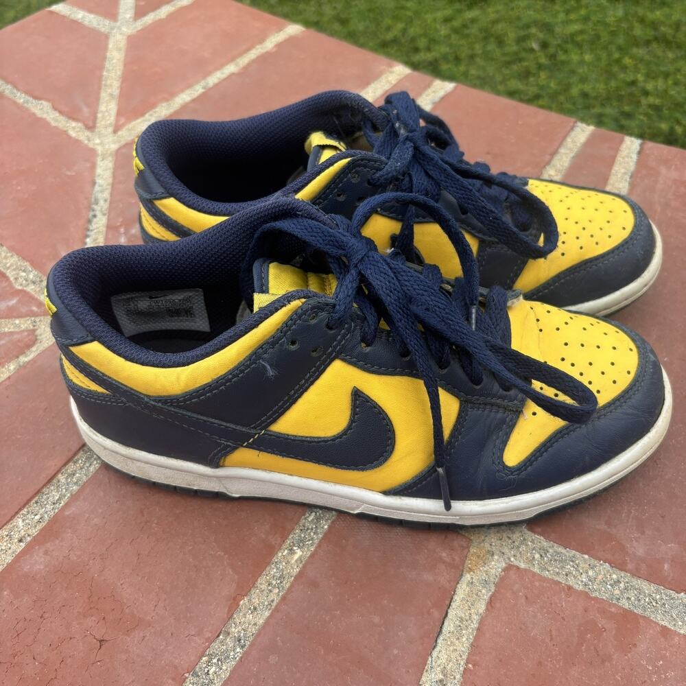 Nike Dunk Low GS Michigan Sneakers Boys Blue Yellow Athletic Shoes CW1588-700